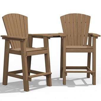 Outdoor Tall Adirondack Chair Set Of 2 With Connecting Tray