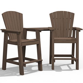Outdoor Tall Adirondack Chair Set Of 2 With Connecting Tray