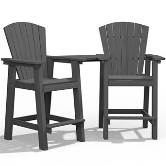 Outdoor Tall Adirondack Chair Set Of 2 With Connecting Tray