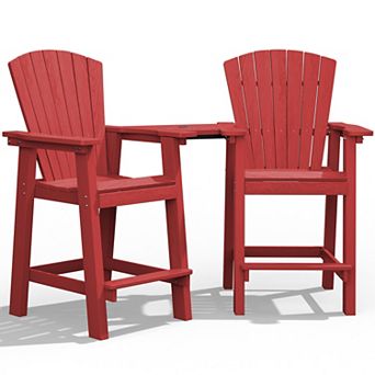 Outdoor Tall Adirondack Chair Set Of 2 With Connecting Tray
