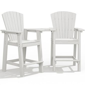 Outdoor Tall Adirondack Chair Set Of 2 With Connecting Tray