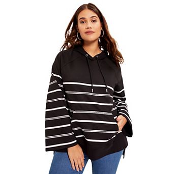 June + Vie Women's Plus Size Bell-Sleeve French Terry Sweatshirt