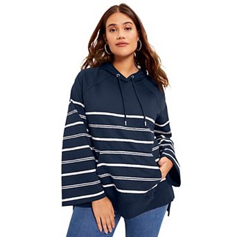 June + Vie Women's Plus Size Bell-Sleeve French Terry Sweatshirt