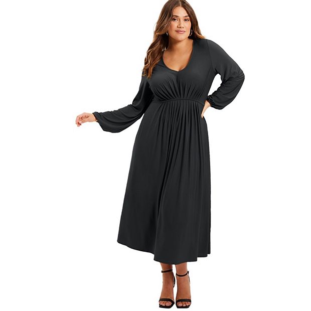 June + Vie Women's Empire Waist Dress - Black - Casual dresses