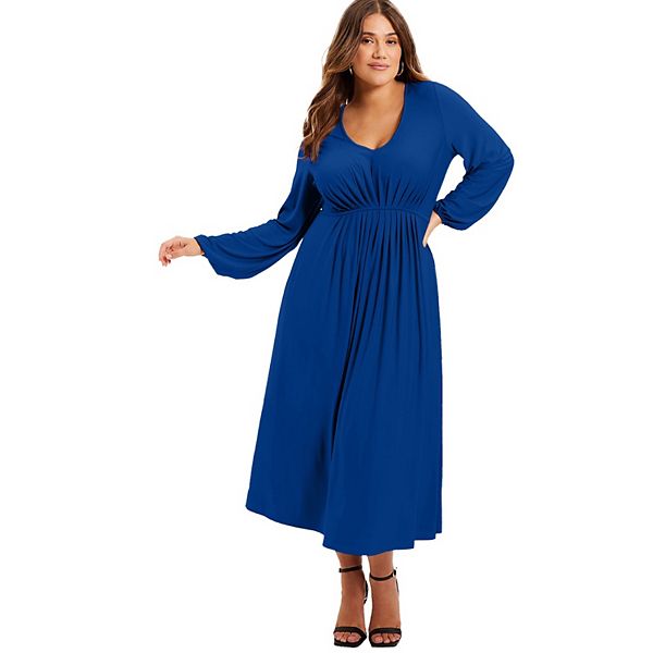 June + Vie Women's Plus Size Florynce Empire Waist Dress