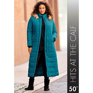 Roaman's Women's Plus Size Maxi Length Puffer Coat