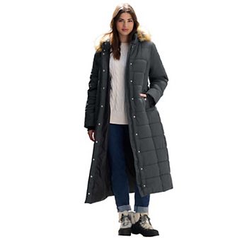 Plus Size London Fog Faux-Fur Hood Maxi Puffer Coat