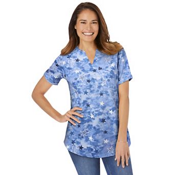 Woman Within Plus Size Notch-Neck Pocket Tee