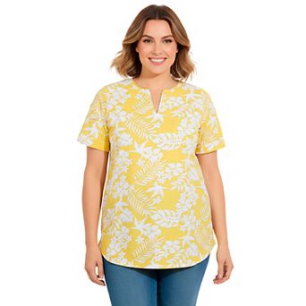 Woman Within Plus Size Notch-Neck Pocket Tee