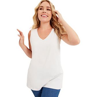 June + Vie Women's Plus Size V-neck One + Only Tank Top