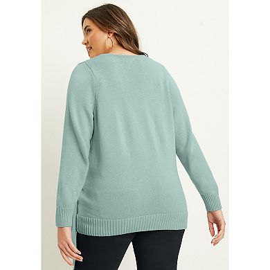 June + Vie Women's Plus Size Wrap-Front Cardigan