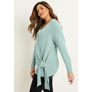 June & Vie Women's Plus Size Wrap-Front Cardigan