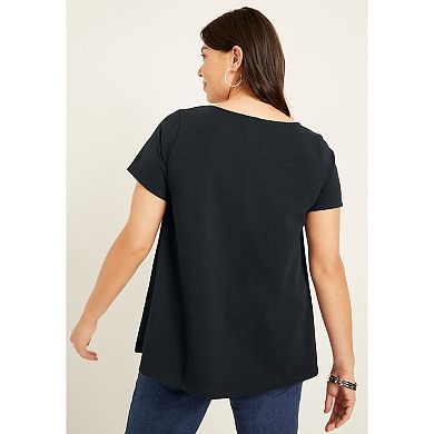 June + Vie Women's Plus Size Short-sleeve Swing One + Only Tunic