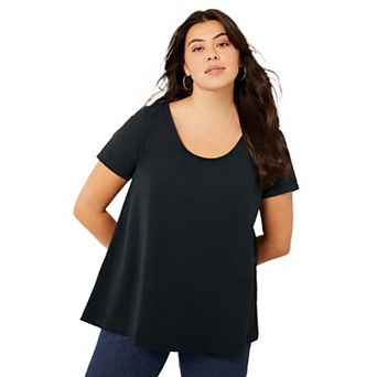 June + Vie Women's Plus Size Short-Sleeve Swing One + Only Tunic
