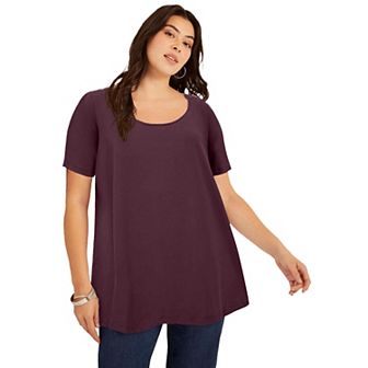 June + Vie Women's Plus Size Short-sleeve Swing One + Only Tunic