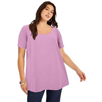 June + Vie Women's Plus Size Short-Sleeve Swing One + Only Tunic
