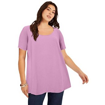 June + Vie Women's Plus Size Short-Sleeve Swing One + Only Tunic