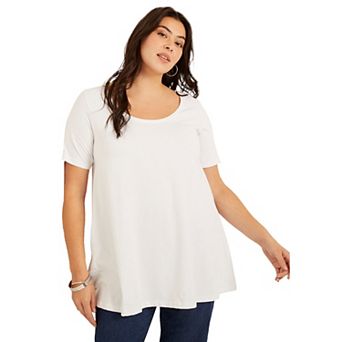 June + Vie Women's Plus Size Short-Sleeve Swing One + Only Tunic