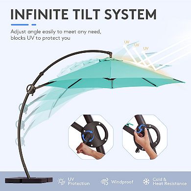 12 Ft. Aluminum Curvy Cantilever Offset Hanging Patio Umbrella With Sandbag Base
