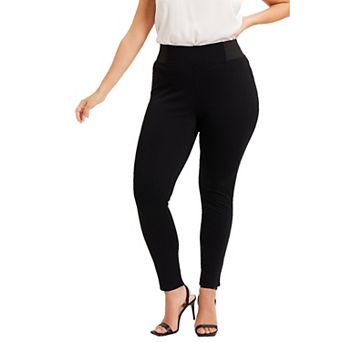 June + Vie Women's Plus Size Formfit Classic Ponte Pant