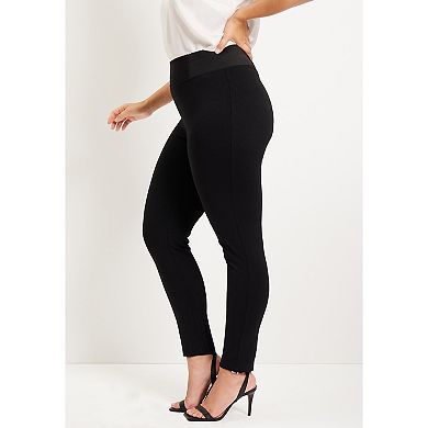 June & Vie Women's Plus Size Formfit Classic Ponte Pant