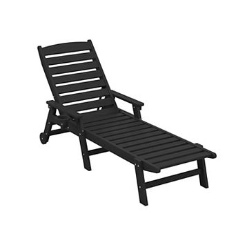HDPE Patio Lounge Chair With Adjustable 5-Position Chaise Lounge Outdoor, Poolside Backyard