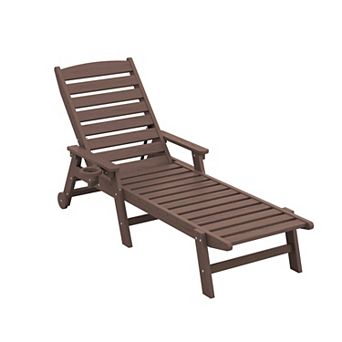 HDPE Patio Lounge Chair With Adjustable 5-Position Chaise Lounge Outdoor, Poolside Backyard
