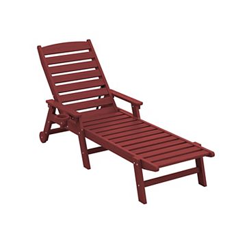 HDPE Patio Lounge Chair With Adjustable 5-Position Chaise Lounge Outdoor, Poolside Backyard