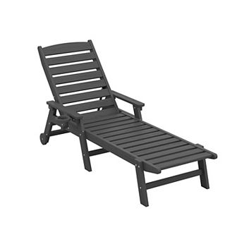HDPE Patio Lounge Chair With Adjustable 5-Position Chaise Lounge Outdoor, Poolside Backyard