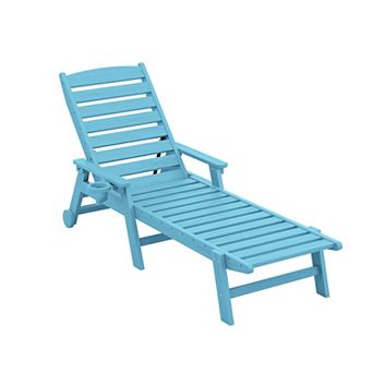 HDPE Patio Lounge Chair With Adjustable 5-Position Chaise Lounge Outdoor, Poolside Backyard
