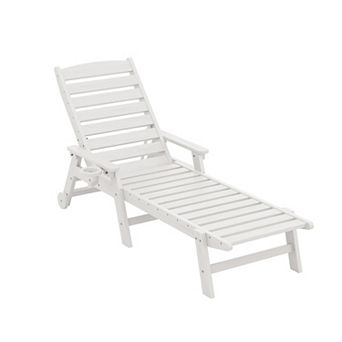 HDPE Patio Lounge Chair With Adjustable 5-Position Chaise Lounge Outdoor, Poolside Backyard