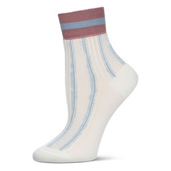 Women's Sheer Openwork Retro Stripe Anklet Socks