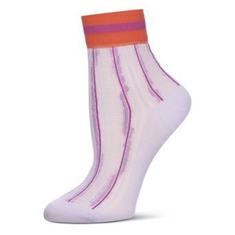 Women's Sheer Openwork Retro Stripe Anklet Socks