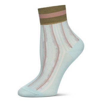 Women's Sheer Openwork Retro Stripe Anklet Socks