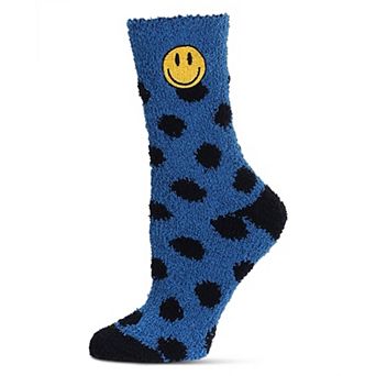 Women's Polka Dot Smiley Face Embroidery Cozy Crew Socks