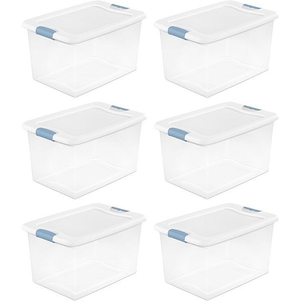 6-piece 25qt. Stackable Latching Storage Box