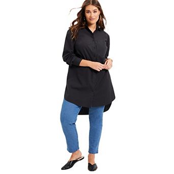 June + Vie Women's Plus Size Poplin La Vie Max Tunic