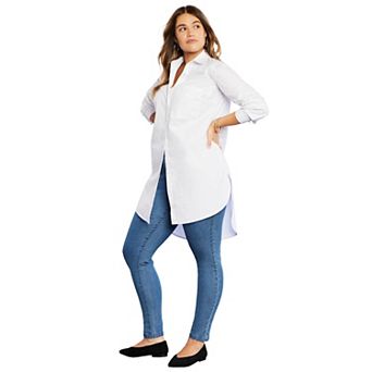 June + Vie Women's Plus Size Poplin La Vie Max Tunic