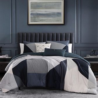 Bebejan Geo Fusion 200 Thread Count 100% Cotton Sateen 5 pc Reversible Comforter Set
