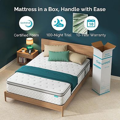 Serweet 8 Inch Gel Memory Foam Hybrid Mattress 5-zone Innerspring Mattress In A Box