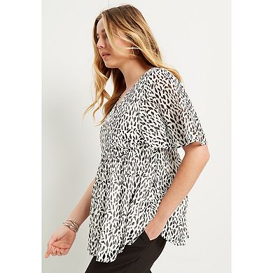 June & Vie Women's Plus Size Faux Wrap Fit-And-Flare Top