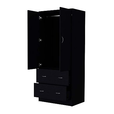 Wenden Wardobre With 2 Drawers, 2 Doors, Ample Storage And Hanging Rod