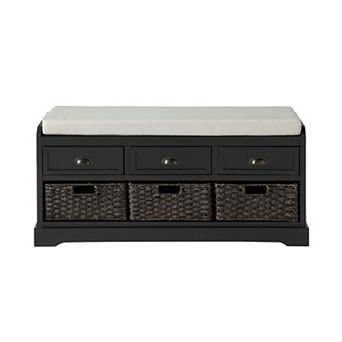 Merax Collection Wood Storage Bench With 3 Drawers And 3 Baskets