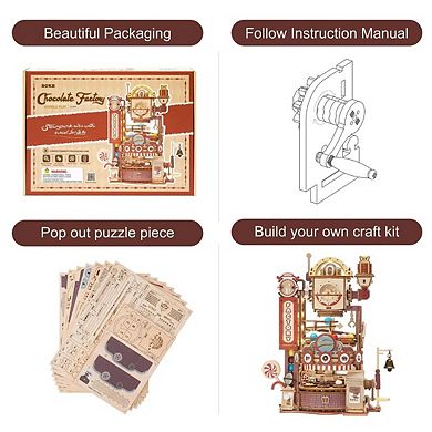 Diy 3d Moving Gears Puzzle Chocolate Factory 420pcs