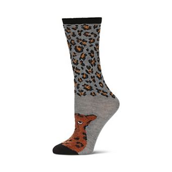 Women's Foot Pet Cheetah Crew Socks