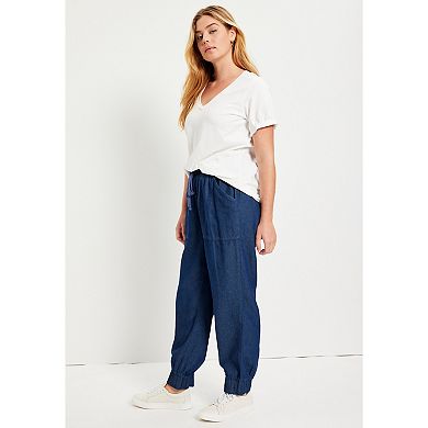 June & Vie Women's Plus Size Drawstring Denim Jogger