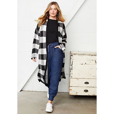 June & Vie Women's Plus Size Drawstring Denim Jogger