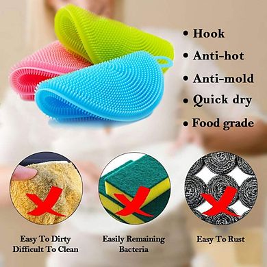 3-Piece Silicone Dish Washing Brush Set