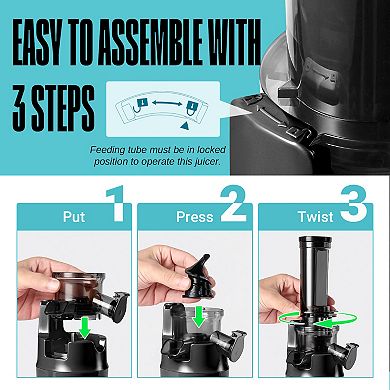 Ventray Essential Ginnie Juicer Compact Small Cold Press Juicer, Masticating Slow Juicer