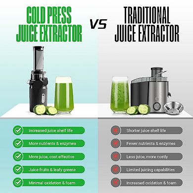 Ventray Essential Ginnie Juicer Compact Small Cold Press Juicer, Masticating Slow Juicer